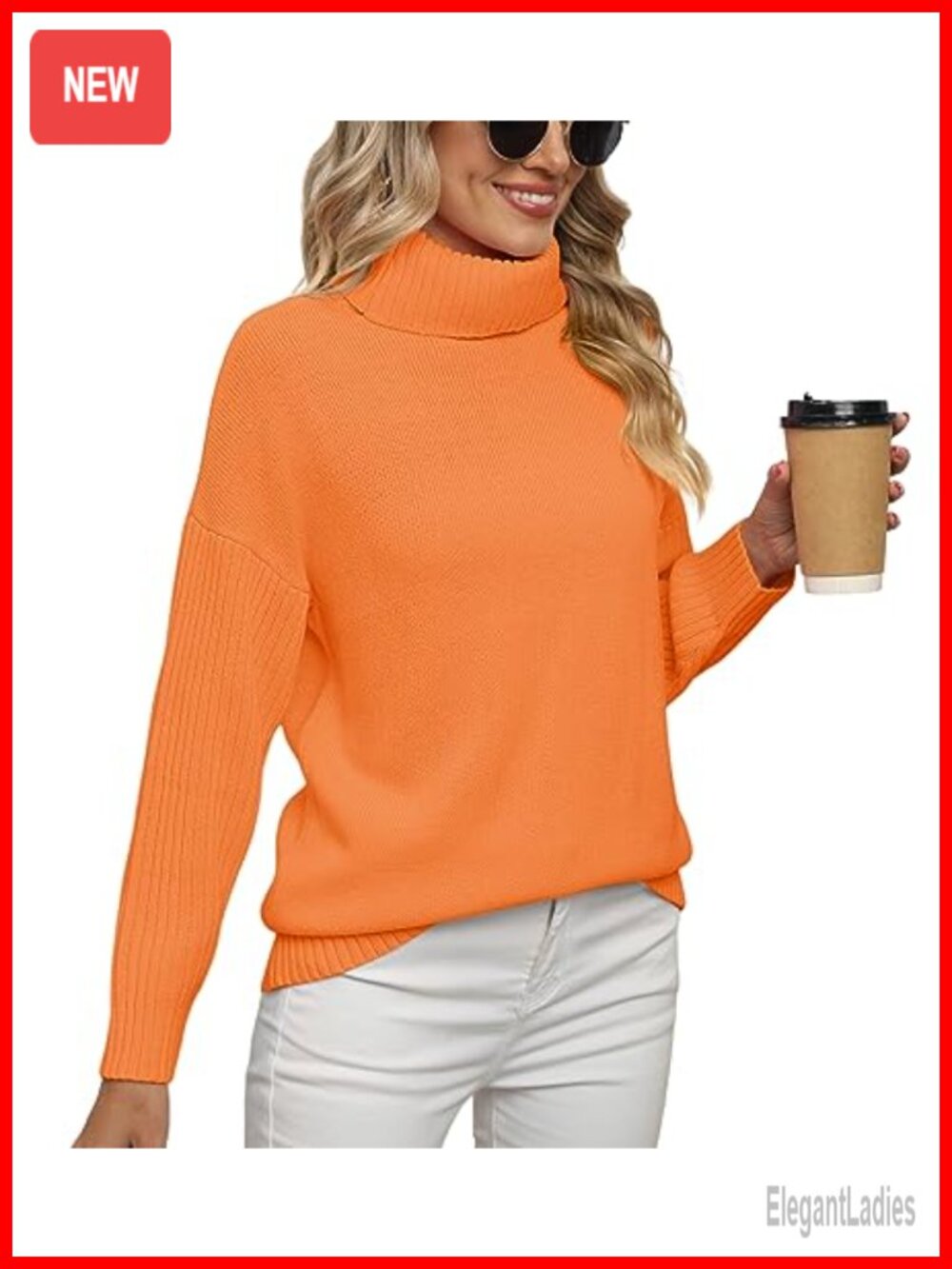 Chunky Oversized Turtleneck Tunic Sweater Pullover Ribbed Knit